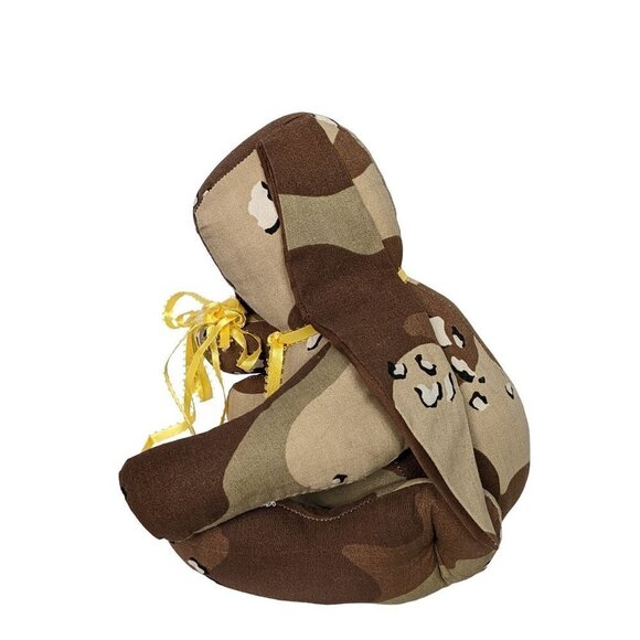 Handmade Brown Camouflage Jointed Bunny Rabbit Floppy Ears Stuffed Animal 9" - Picture 4 of 5